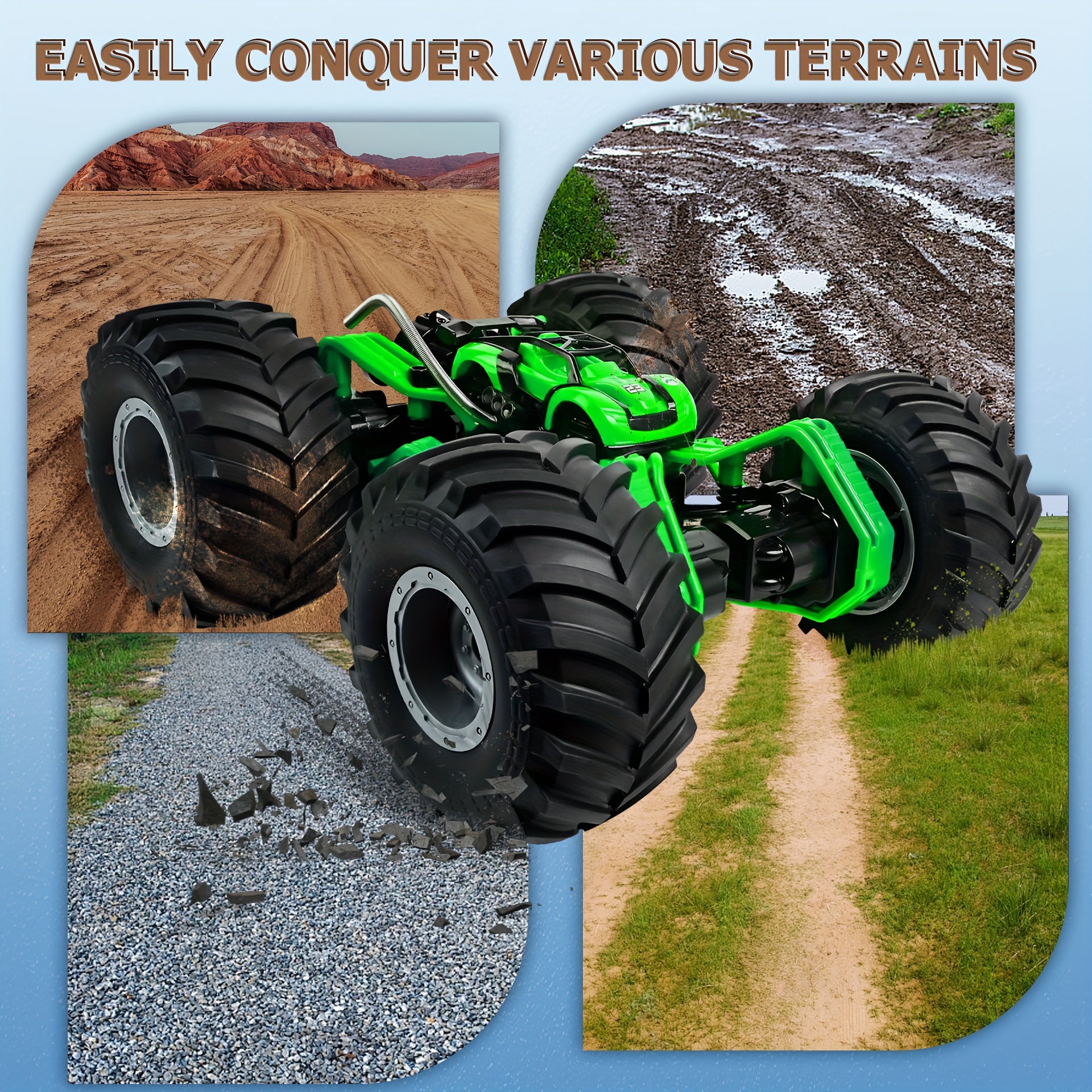 Stunt RC Car For 4-7 8-12 Years Old Boys, 40 Kilometers Per Hour All Terrain RC Truck, 360 Degree Rotation, Spray, Truck Toy Birthday, Christmas, Halloween Gift For 4-12 Years Old Boys