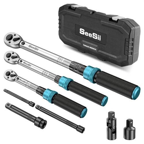 1 4 3 8 1 2 inch torque wrench 8pcs torque wrench set 10 160ft lb 227 0 n m with adapters 3 for bike moto car repair without battery