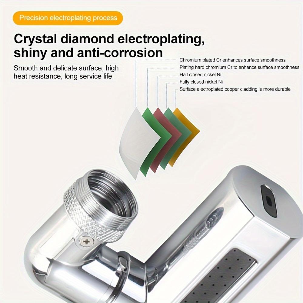 4 in 1 multifunctional kitchen sink faucet aerator set 360 degree rotatable high pressure   universal connector tap extension for easier dishwashing plastic and alloy steel construction details 3