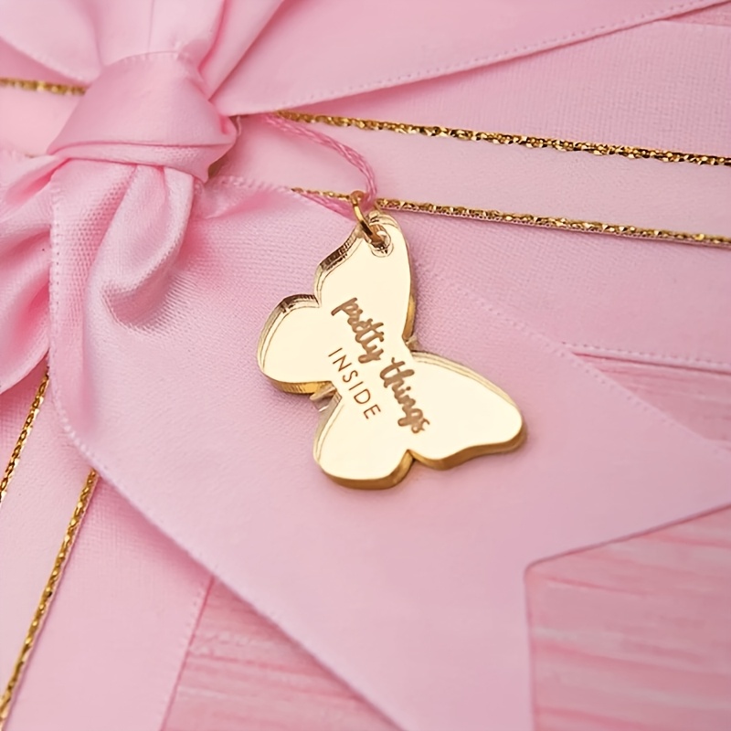 TEMU Personalized Custom Engraved Gift Tags / Custom Acrylic Mirror Cards - With Holes, Accessories Not Included, Self- Content, Suitable For Wedding