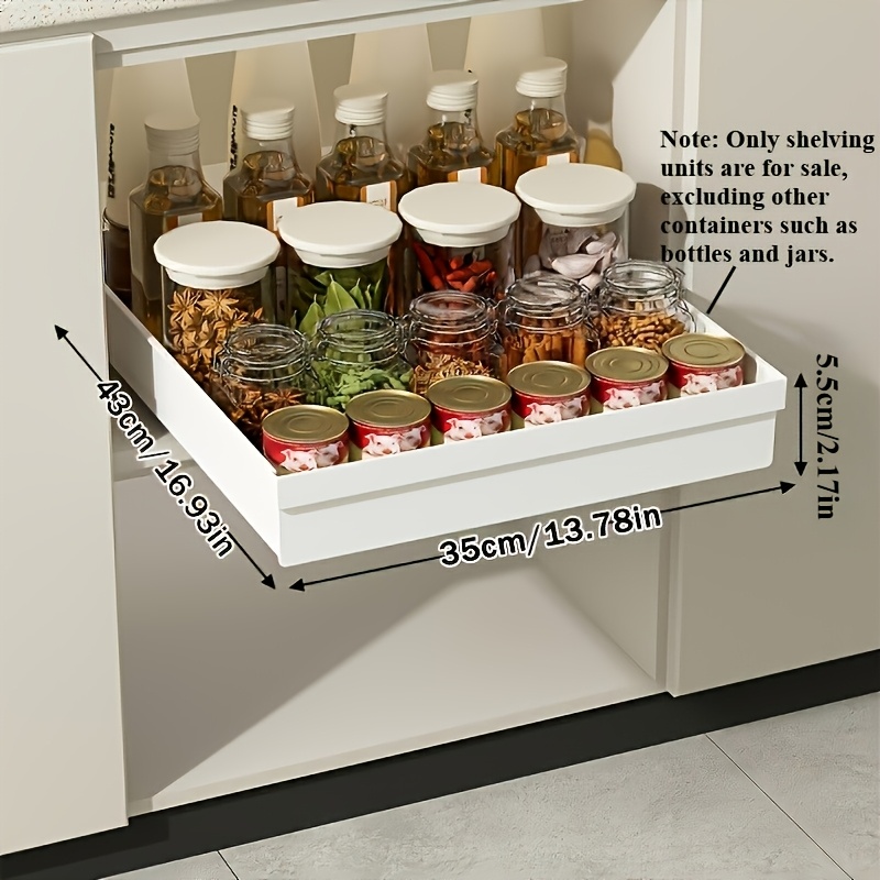 TEMU 1pc No Drill Pull Out Organizer Tray, Slide Out Cabinet Organizer For Kitchen Bathroom Under Sink Closet Freezer Shelf