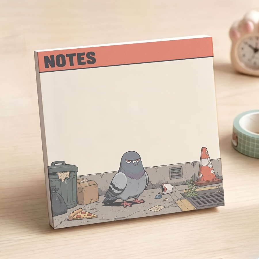 Image of Funny Pigeon Non-sticky Notepad Memo Pad, Cute Cartoon Tear-off , Office School Supplies Desk Additions For Daily Planning & Doodles