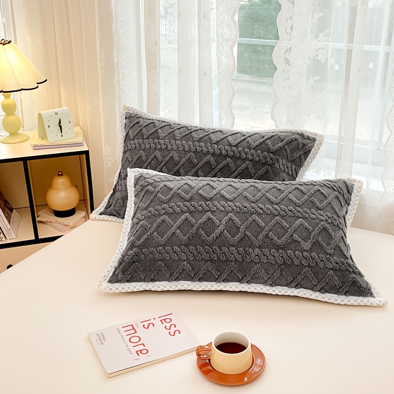 TEMU Juego de 2 fundas de almohada clásicas de felpa a , suaves y cómodas, lavables a máquina, con cierre de cremallera para un fácil extracción,