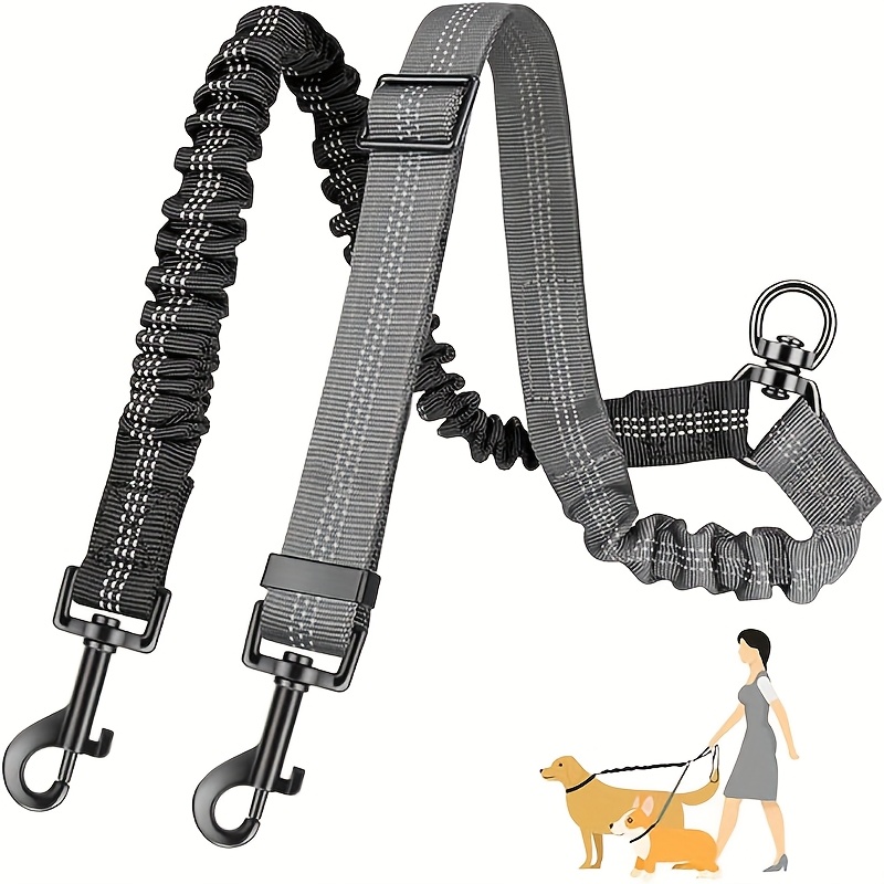 Pet Color-Block Double-Ended Leash for Two Dogs