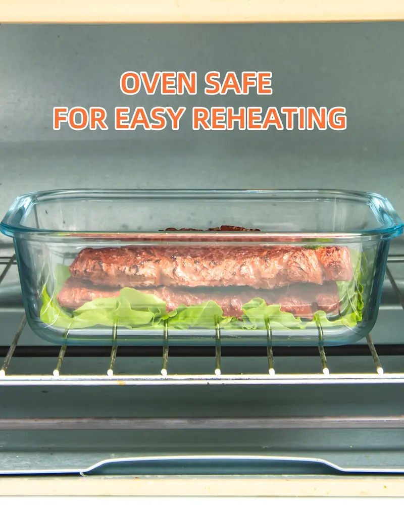 2pcs glass meal prep containers with airtight lids microwave oven and freezer safe transparent rectangular food storage boxes for prep and organized kitchen use Product details 4