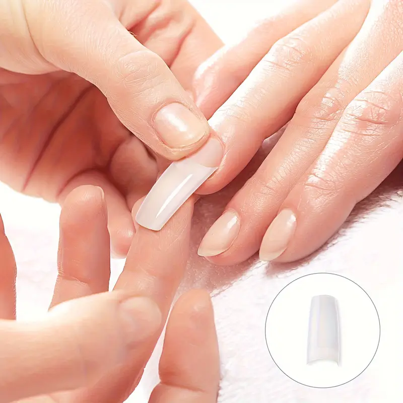 500pcs long coffin false nails white artificial nail tips set easy to shape and file for diy nail design details 5