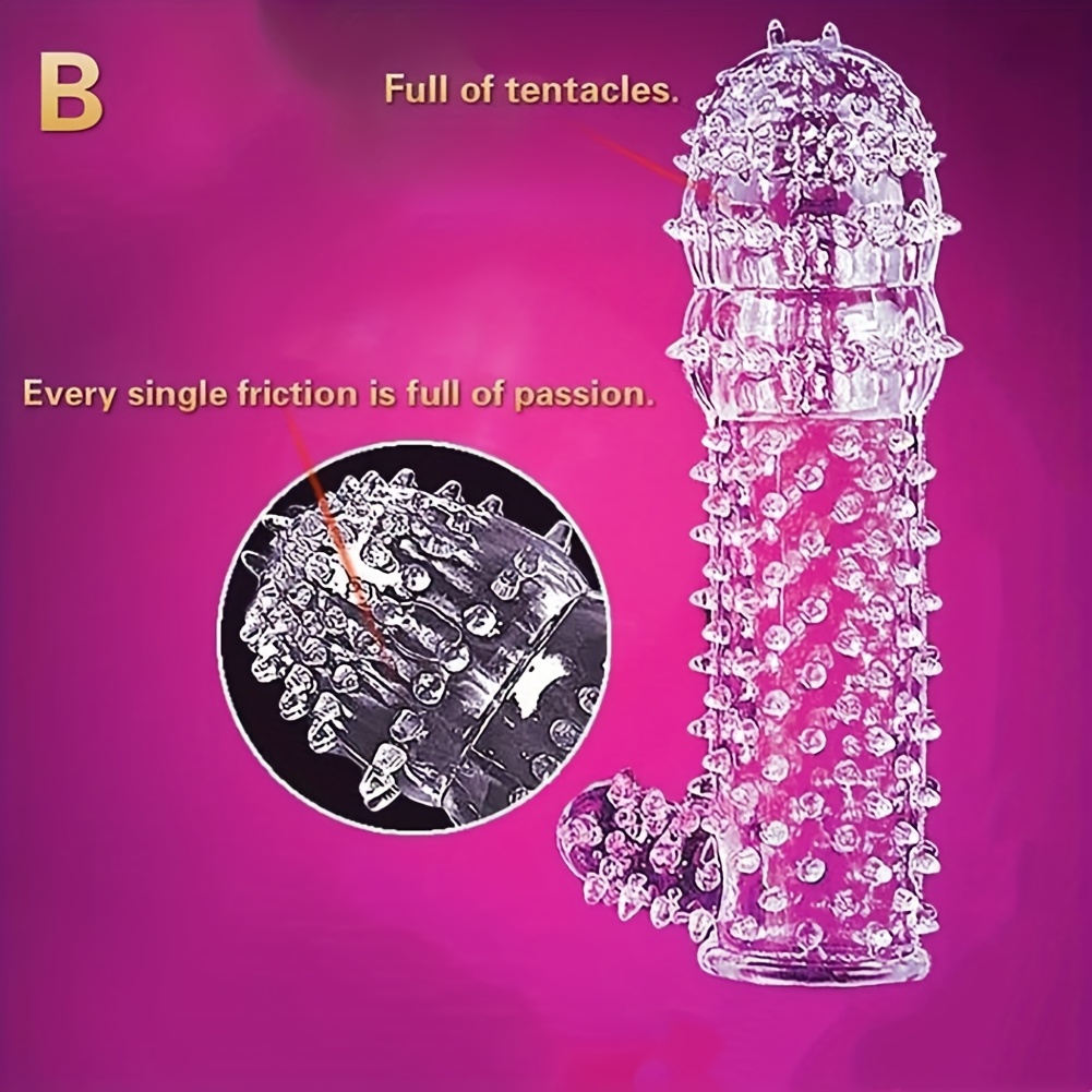Transparent Threaded mace Condom, Silicone Penis Sleeve, Reusable Male Condoms, Stretchy Textured Studded Stretchy Penis Sleeve Set, Penis Rings Sex Toys for Men Couples