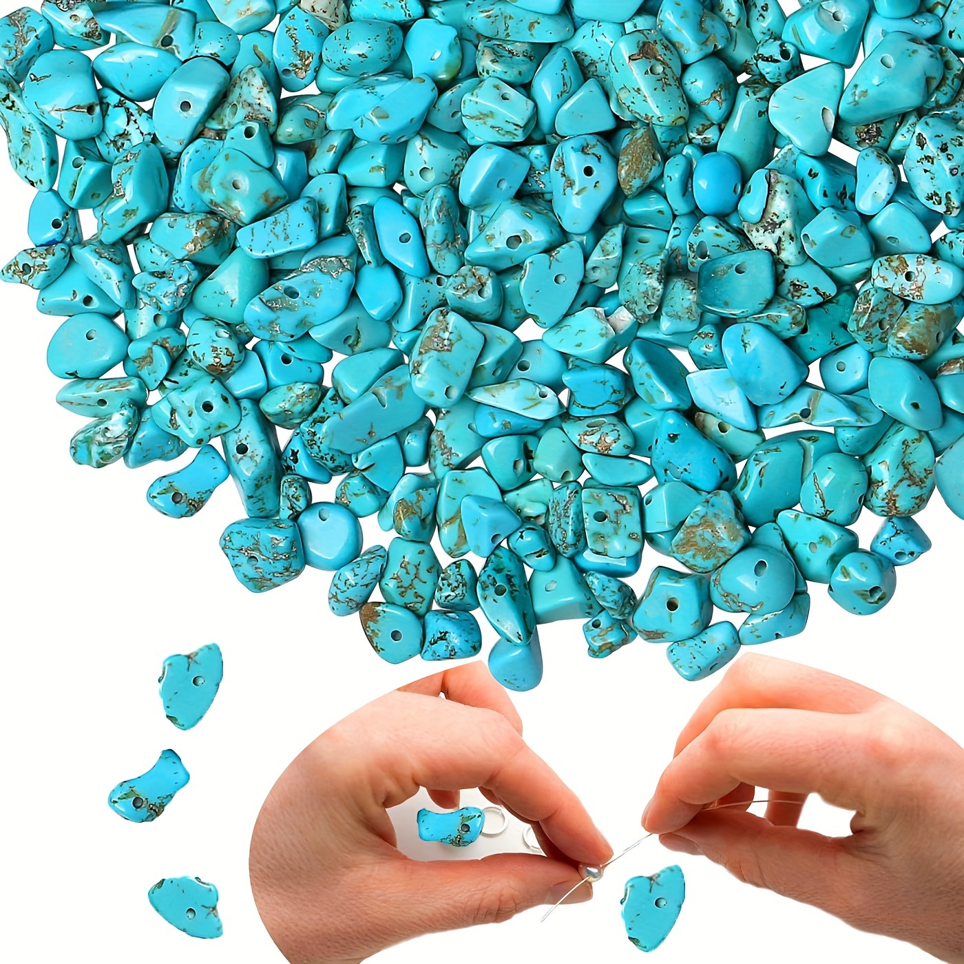 

400pcs 5-8mm Blue Turquoise Natural Chip Stone Crystal Irregular Loose Rocks Beads For Jewelry Making Diy Special Bracelet Earrings Necklace Beaded Craft Supplies