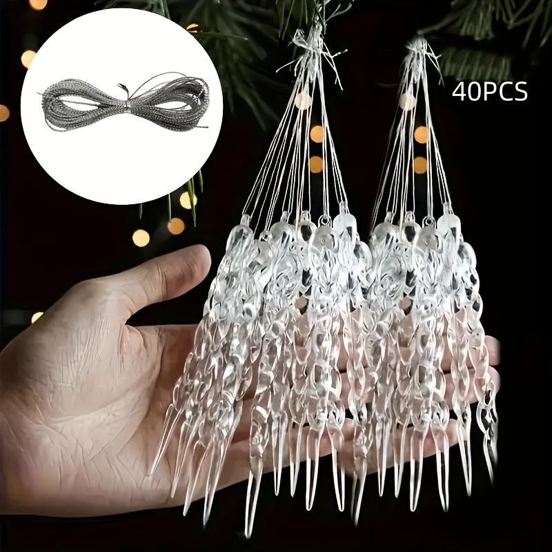 2d Flat, 40 Classic Christmas Tree Ornaments, Complete With Shiny Icicle Decorations And Icicles, Along With A String - Perfect For Weddings, Valentine's Day And Other Occasions.