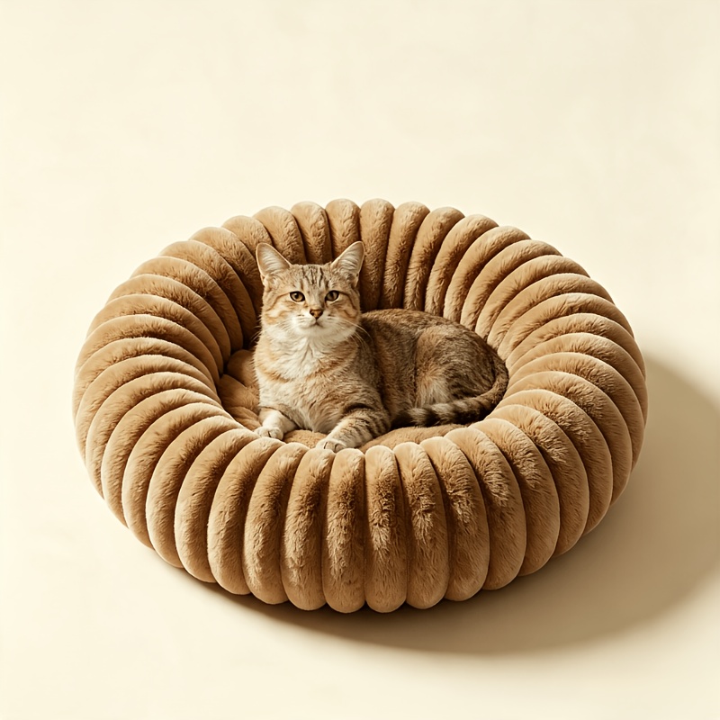 TEMU Tapis pour animaux de compagnie en peluche lapin droit, lit rond épais pour chat pour grands chiens d'hiver, disponible en couleurs et tailles,