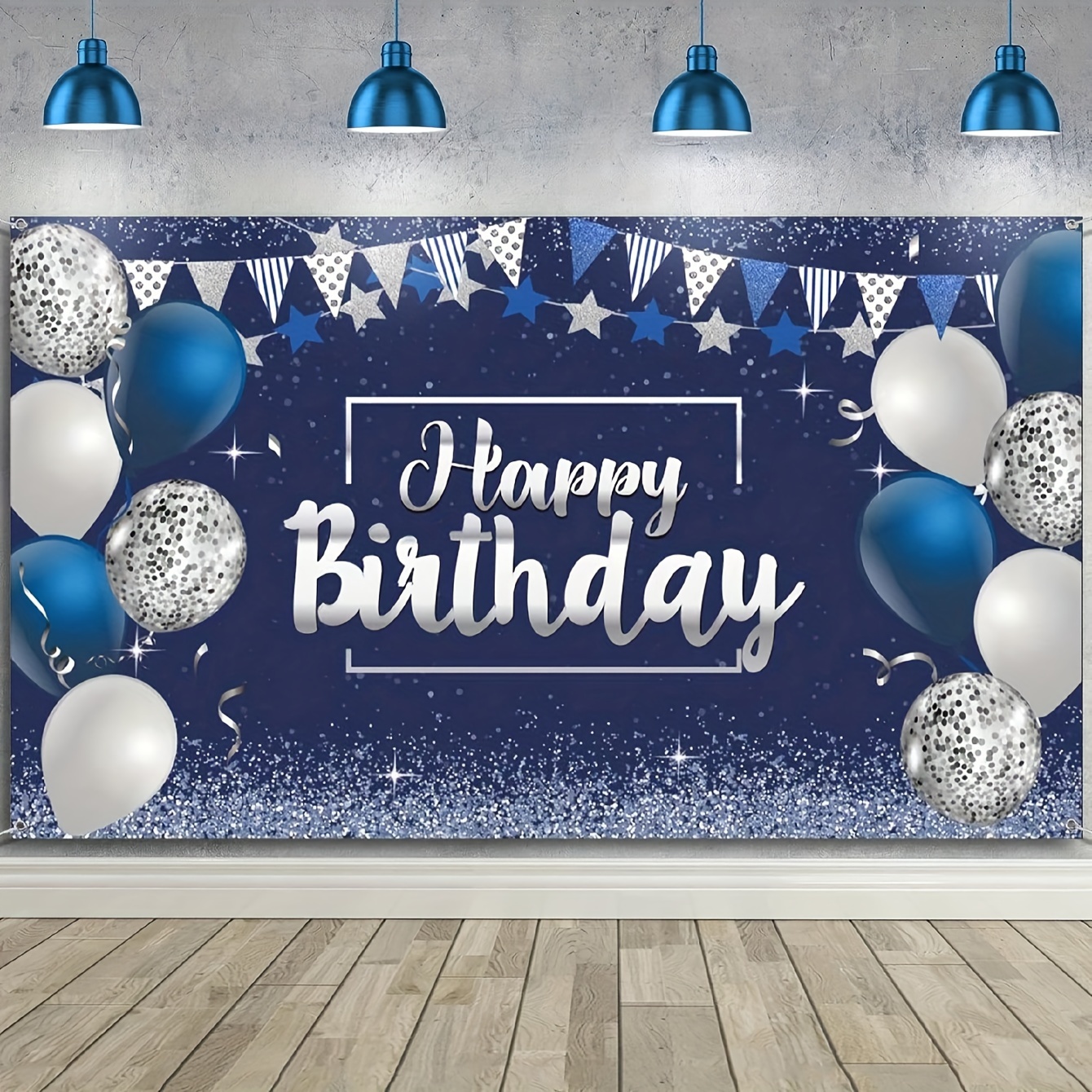 

1pc- Decorations Backdrop, Glitter Birthday Backdrop Sign, Banner, Birthday Party Supplies Photo Background39.37x29.53 Inch (silvery And Navy Blue)