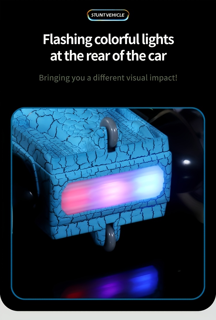 Remote Control Dinosaur Stunt Car, 2.4GHz Remote Control, 360° Flip Drift Monster Truck, All-terrain Four-wheel Drive, Rechargeable Battery, Cool LED Lights, Suitable For Children 6 Years And Above