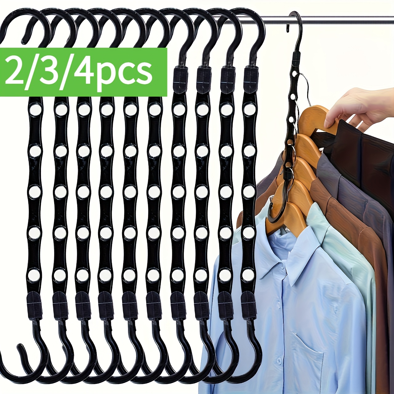 

2/3/4pcs Magic Hanger-space Saving Closet Organizer For -sturdy Plastic Multi-functional Hanger For Clothing Store