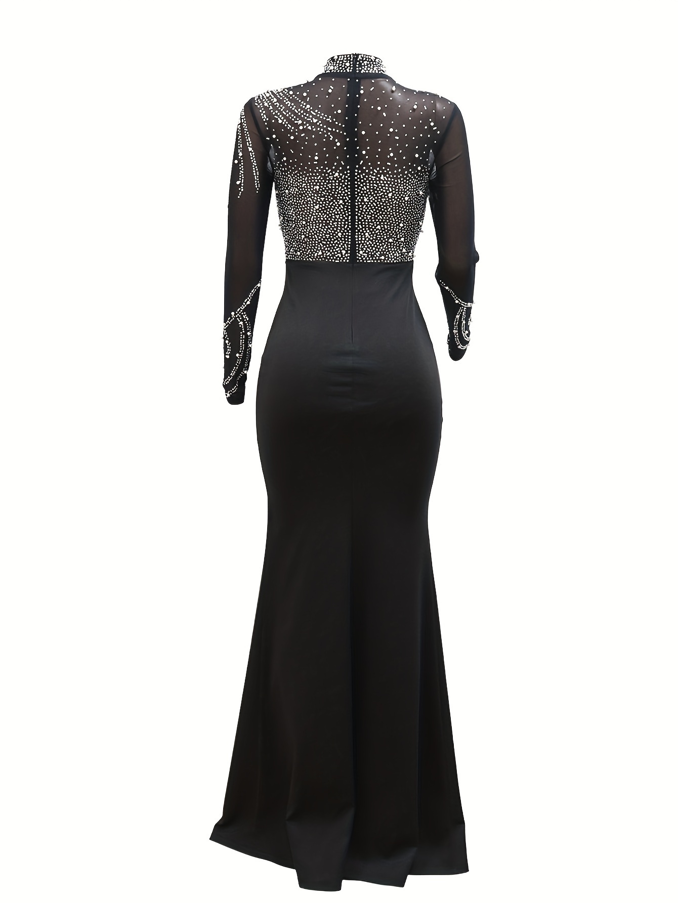 mock slit bodycon dress elegant long sleeve mesh - Temu