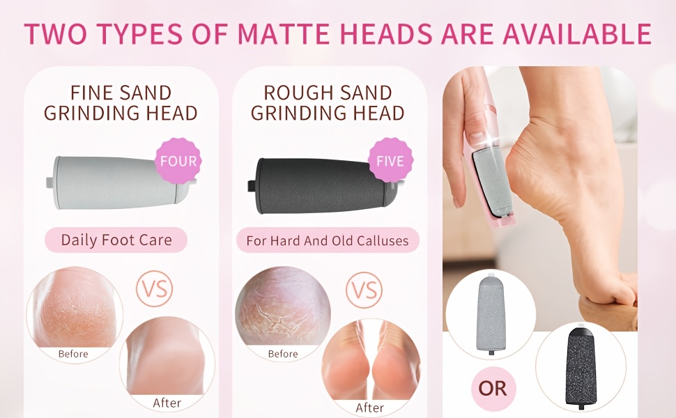   râpe électrique pour pieds pour éliminer les callosités, outil de soin des pieds rechargeable par usb, exfolie et   efficacement les talons, dispose   tête remplaçable et   batterie de 300mah, conçue ergonomiquement, disponible   et rose Détails du produit 2