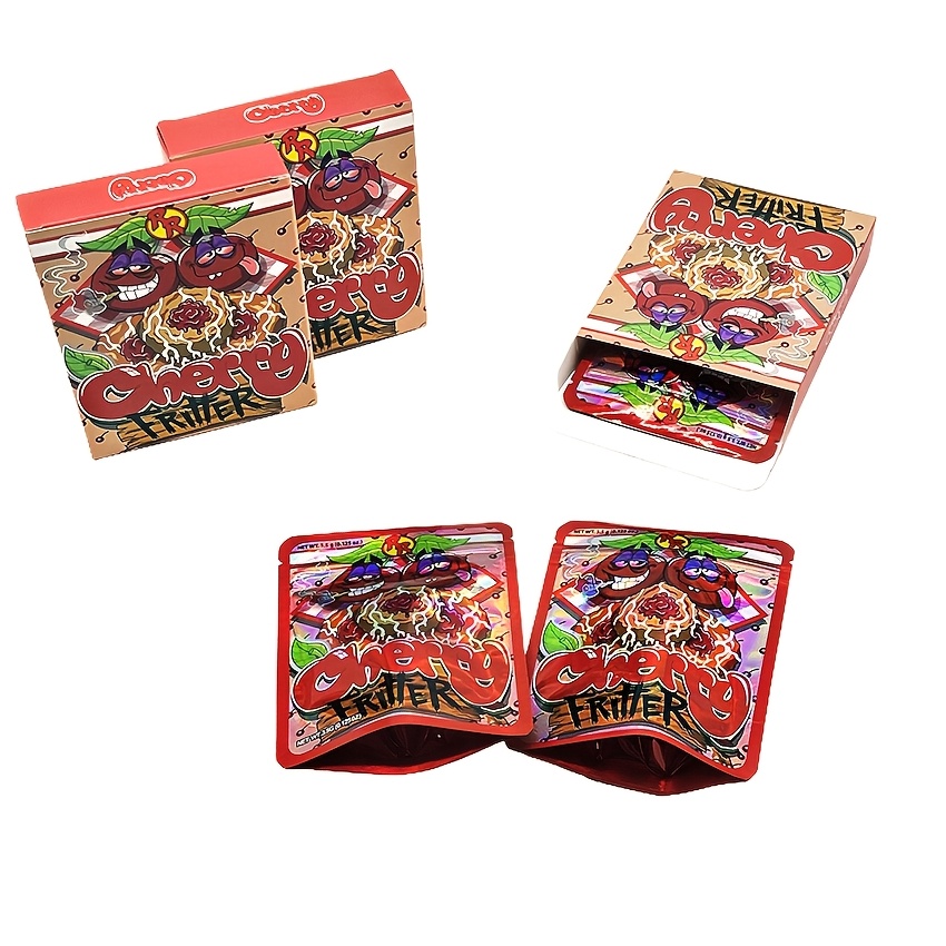 

20pcs Cherry Pattern 3d Mylar Bags With , Zip Lock & Waterproof Design - Resealable Storage Pouches For Retail Display