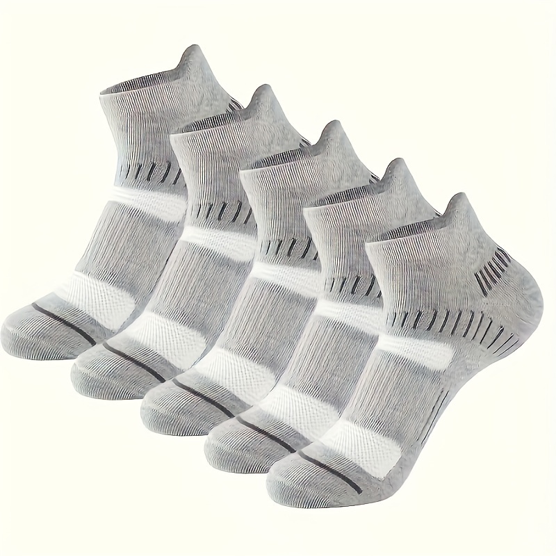 5 Pairs Men's Breathable Ankle Socks,striped Athletic Running Socks For , For , Basketball, Running