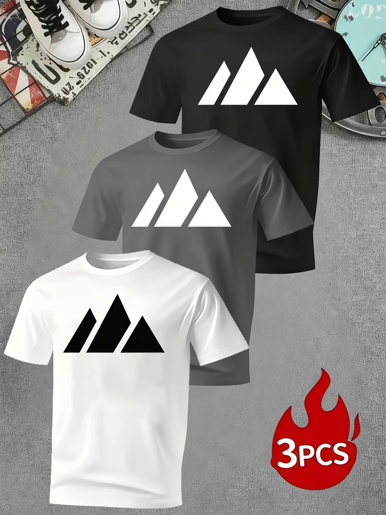 ensemble de t-shirts à manches courtes pour hommes 3 , ensemble de t-shirts dété pour hommes, ensemble à manches courtes respirant à séchage rapide 3 , convient pour le fitness et  , vêtements de fitness, tissu respirant, vêtements décontractés, construction durable 0