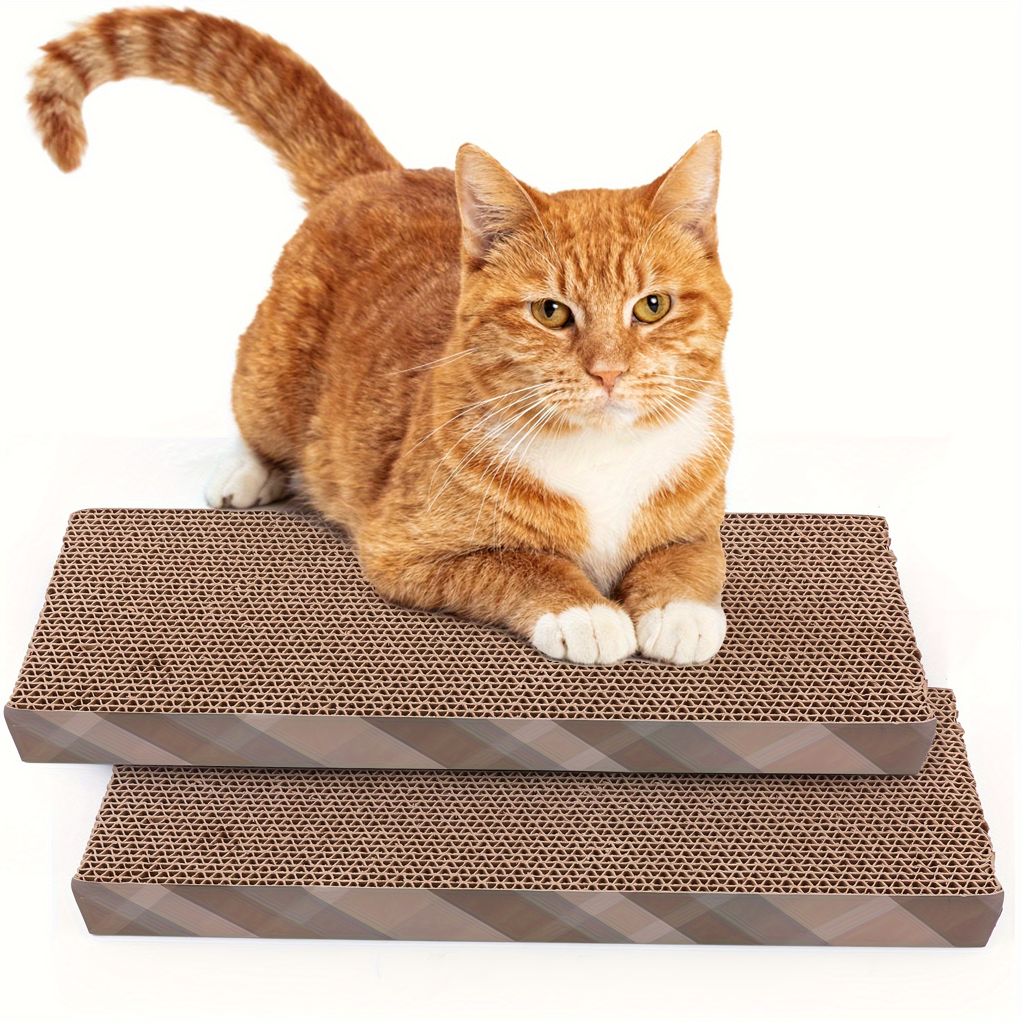 

2 Packs Small Cat Scratcher Cardboard With Catnip, 15.8x4.8 In Scratching Pad Scratcher Lounge Sofa Bed Post
