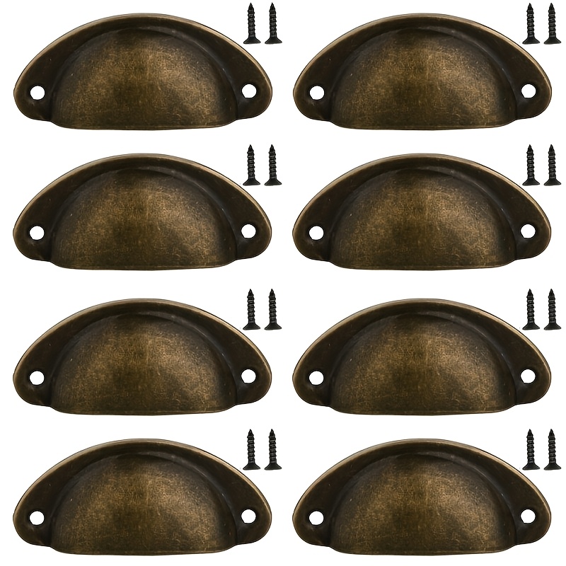 TEMU 8pcs Cup Pulls Set (8 Pulls + 16 Screws) – Classic Cabinet Hardware Drawer Handles For Kitchen Cabinets, Dressers, Cupboards & Furniture