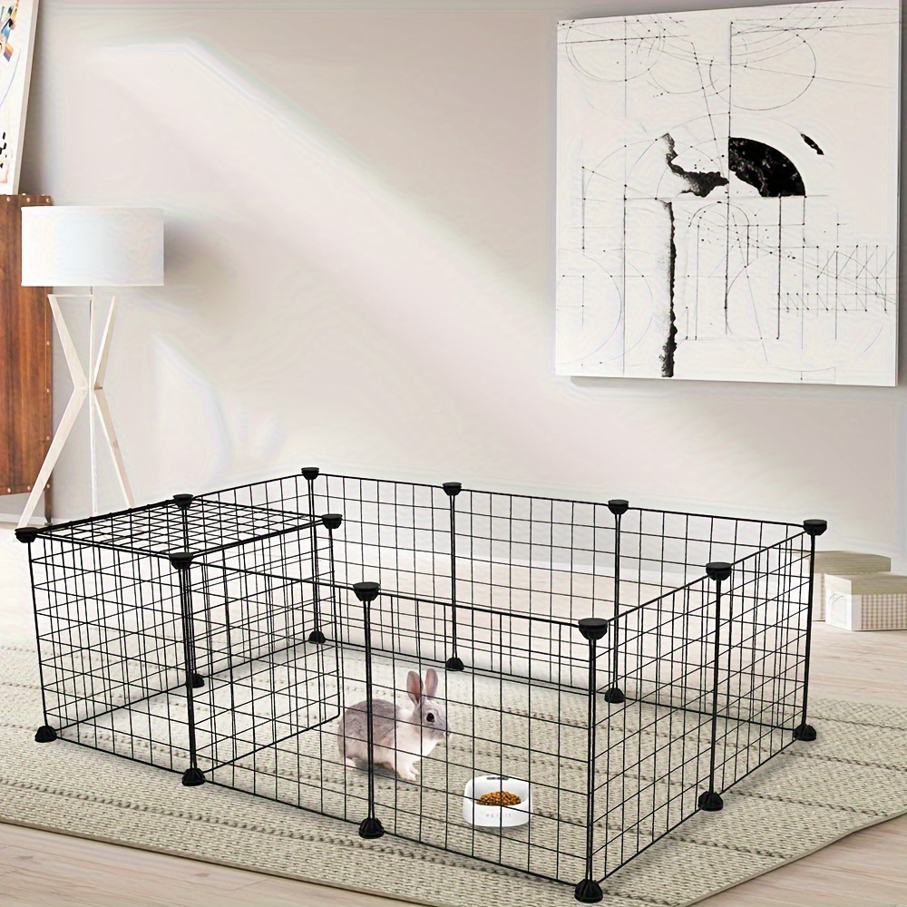 

12pcs Pet Playpen, Small Animal Cage, Indoor Portable Metal Wire Partition, Yard Fence For Rabbits, Kennel Crate Fence Tent, Indoor & Outdoor Supplies, Home Supplies, Pets Supplies