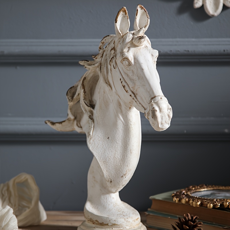 Metallic Horse Head Decoration - Modern Nordic Minimalist Decor with Beige/White/, Indoor/Outdoor Tabletop, Shelf, Mantel, Desk Decor - No Wiring Needed, Easy-Clean Surface for Living Room, Office, Entryway - Elegant Home & Office Accent Piece, Shelf Display, Contemporary Design, Highquality Finish, Statement Art, Interior Designers