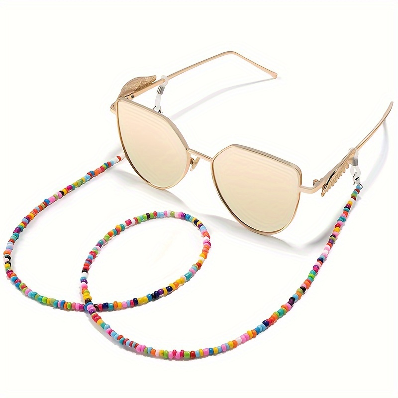 Colorful Beaded Glasse Chain Fashionable And Popular Mask - Temu Canada