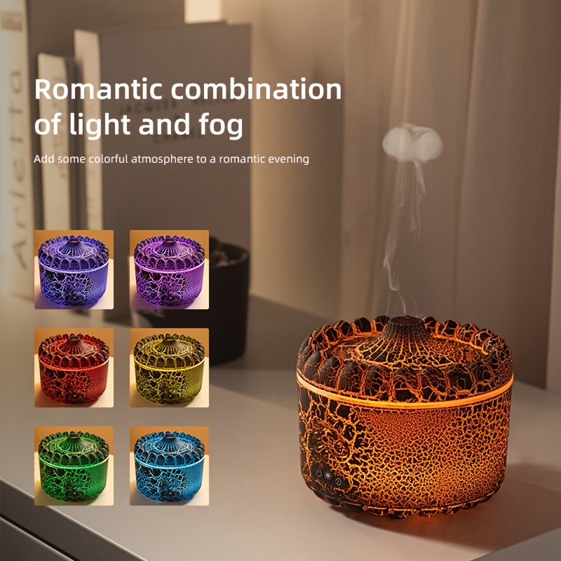 

Usb Powered Aromatherapy Humidifier With Remote Control, Flame And Design, Essential Oil Compatible, Nightlight , Water Shortage Protection, 300ml/h Max Humidification, <1l , For <10sqm Area