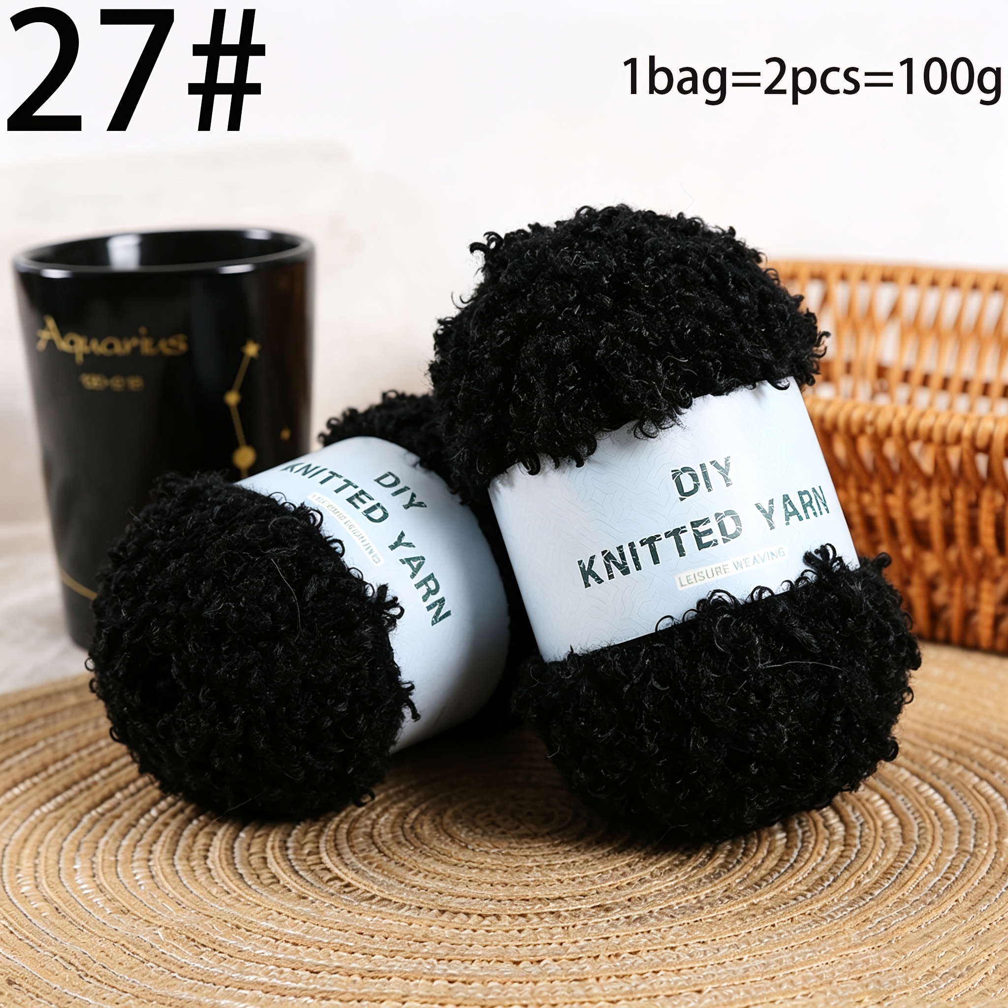 TEMU 100g/2pcs Curly Yarn, Fluffy Textured Hand Yarn Balls, Crochet Thread For Hair, Scarves, Sweaters, Hats, Soft And Skin-friendly, Summer New