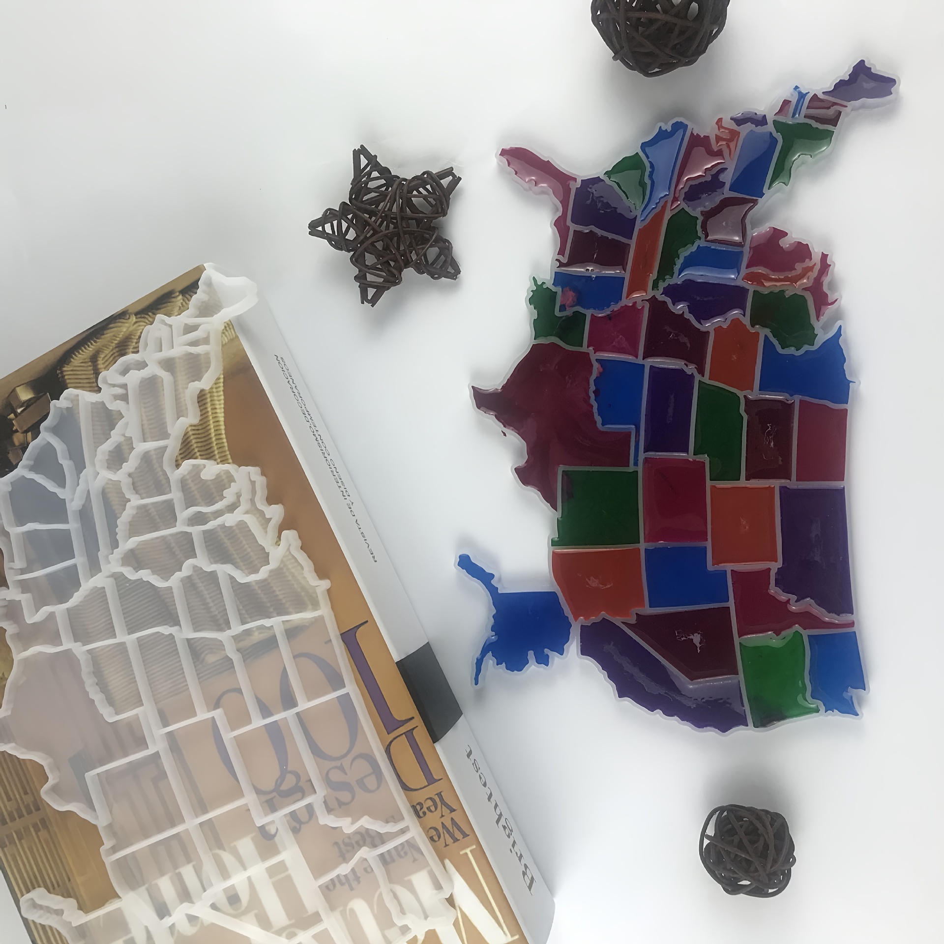 

Us Map Coaster Silicone Mold: Puzzle Toy, Desktop Decoration, Drip Mold - Irregular Shape, Resin Casting, Diy Crafts