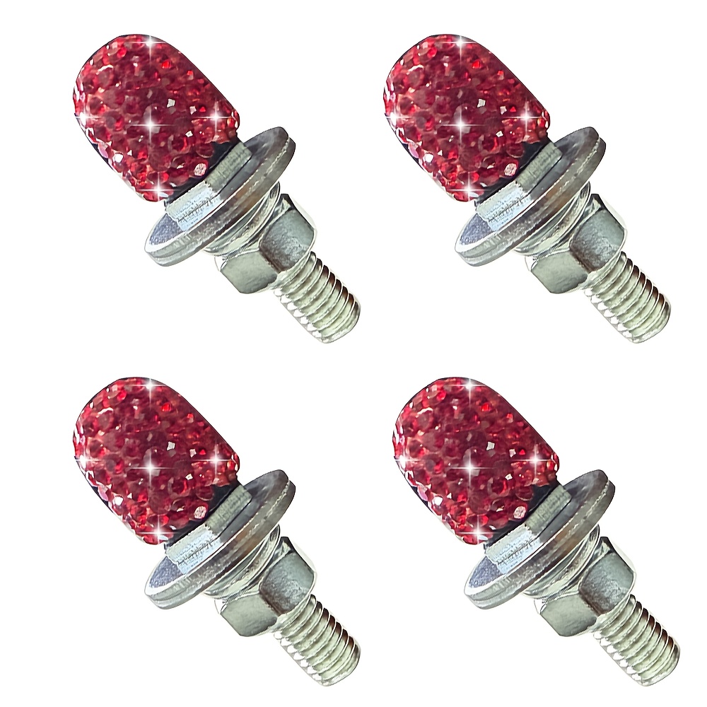 TEMU 4pcs/set License Plate Screw Glittering Decoration Fits Most Cars, Trucks & Motorcycles License Plate Frames Bolts