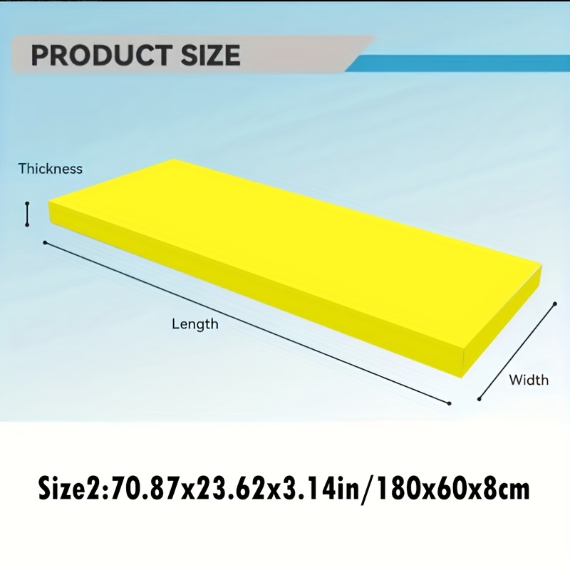 TEMU 1pc Coussin Éponge Jaune Haute 50, Multiples Épaisseurs 1.97In/3.14In/3.94In au Choix, 70.87X23.62 Pouces - Convient pour Tatamis, Canapés,
