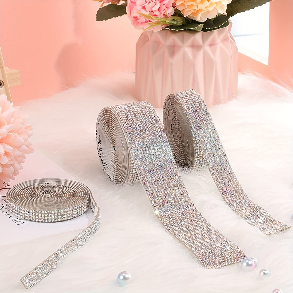 self adhesive crystal rhinestone ribbon bling sparkle trim wrap for diy crafts wedding home decorations vase cosmetics accessories details 9