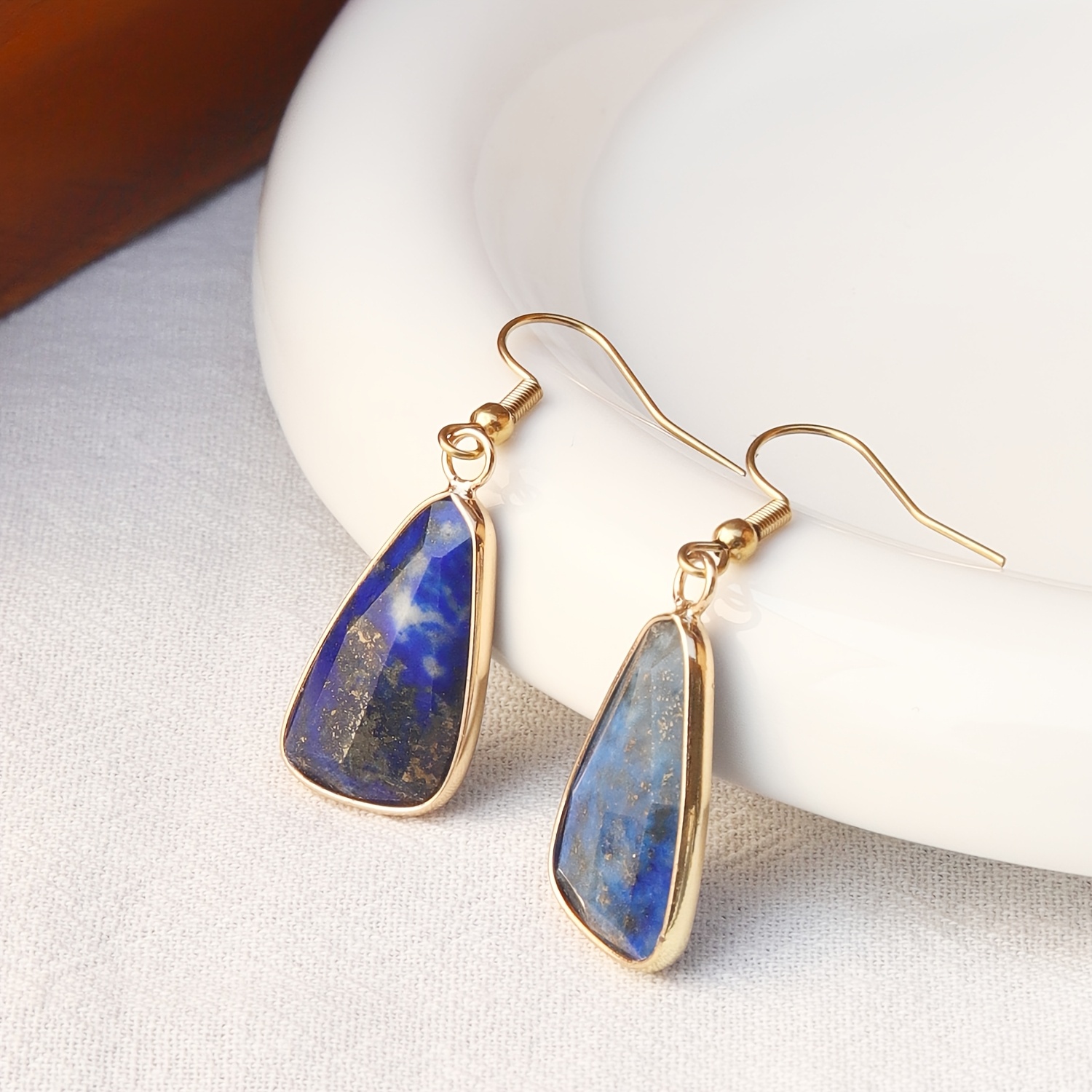 TEMU Natural Stone 1 Pair Handcrafted Natural Stone Earrings - And Beaded Design, Hypoallergenic Lightweight Jewelry, Romantic Chic Valentine's