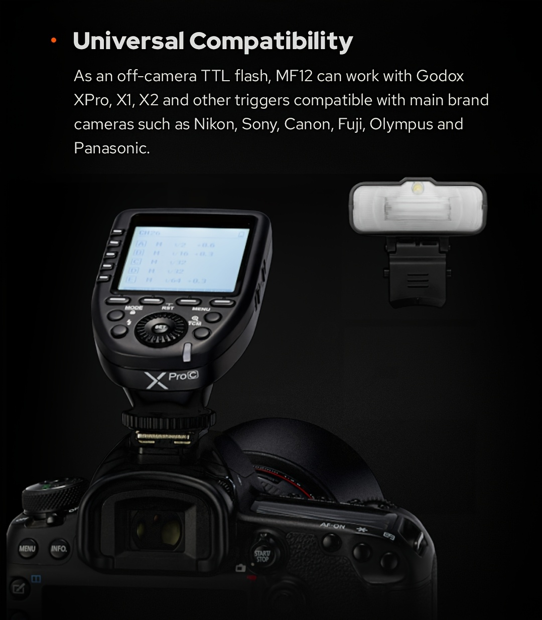kit flash macro   mf12-  mf12-  a 2 luci ttl 2.4g wireless con batteria ricaricabile integrata,   portatile per fotografia macro di gioielli, cibo, insetti, compatibile con fotocamere dslr  , nikon, sony Dettagli dell'articolo 10