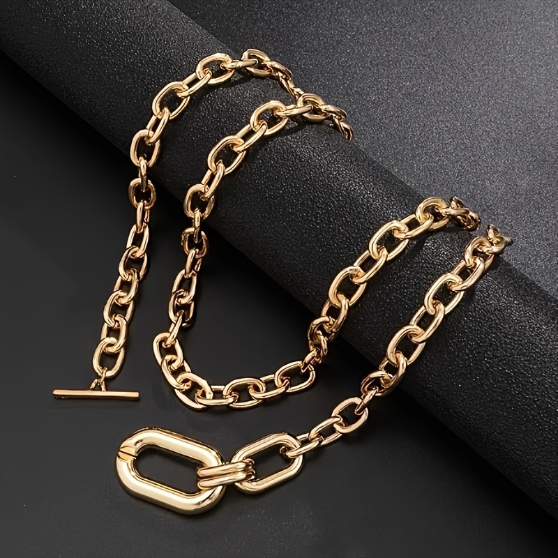 2pcs Women's Double-Layer O-Link Chain Necklace Set — Gold-Plated