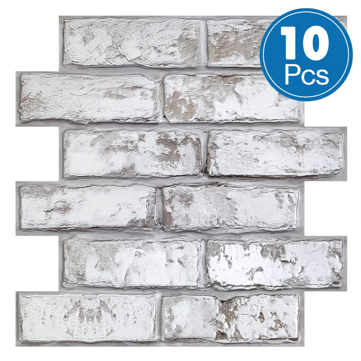 E-shop 10 Stück Kunststeinwände, Ziegelsteine auf Platten - 11.8" x 11.8" PVC Ziegelstein Tapete Selbstklebende Wandfliesen für Küche, Badezimmer,