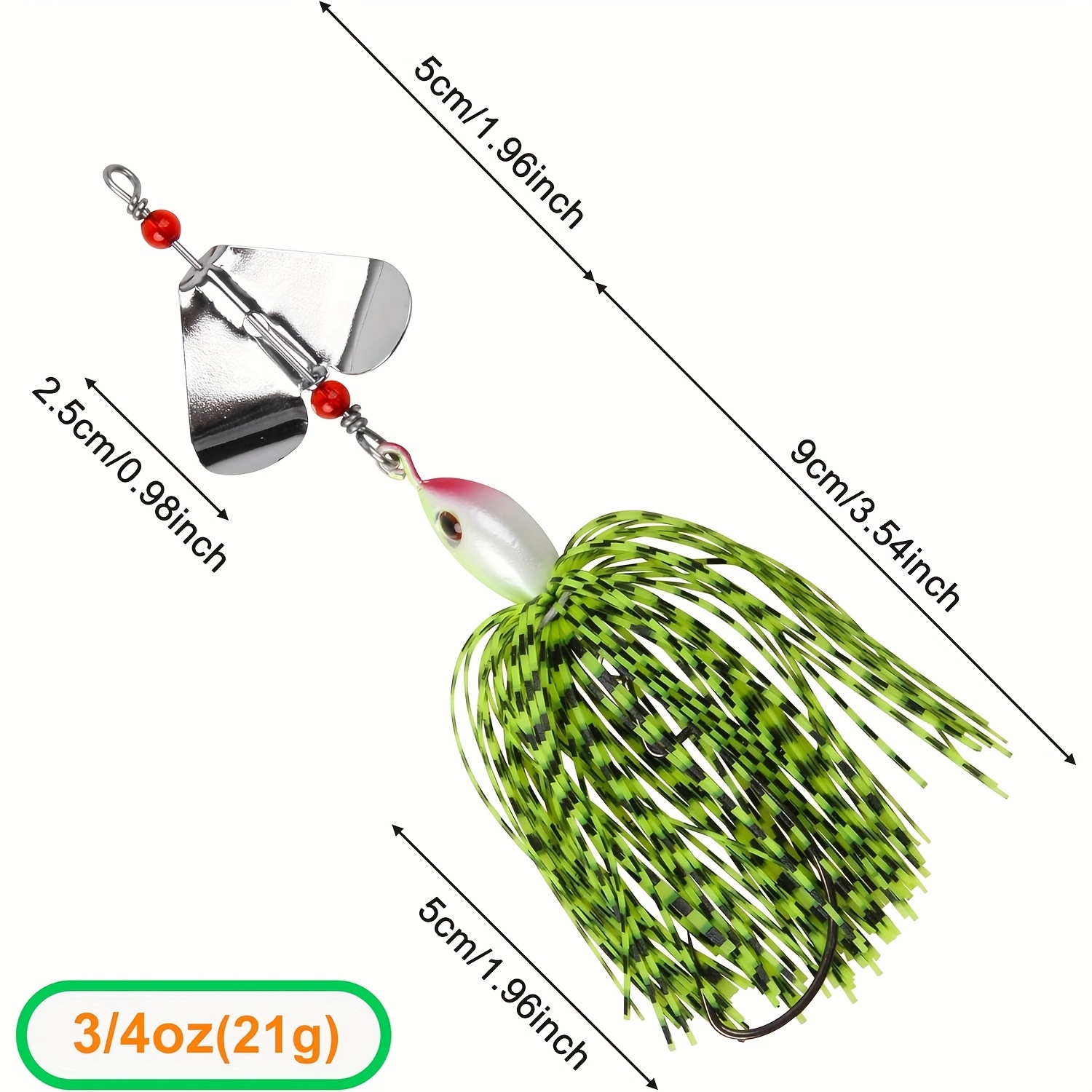 Set of 6 Multicolored Spinnerbait Fishing Lures for Bass, Trout, and Salmon, Suitable for Freshwater and Saltwater