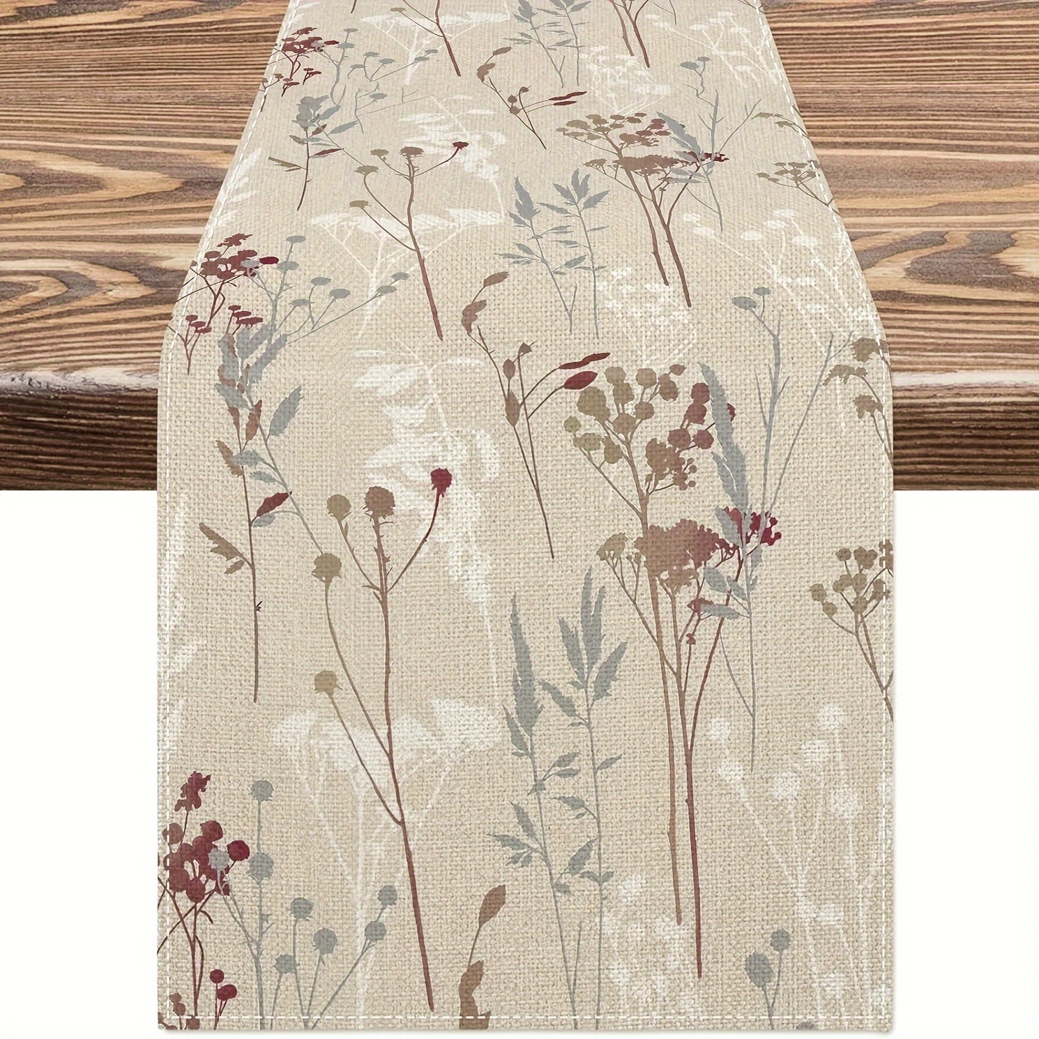 

Vintage Watercolor Floral Table Runner - Rustic Farmhouse Wildflower Design, , Thanksgiving & Seasonal Decor, Indoor/outdoor Use, Multiple Sizes