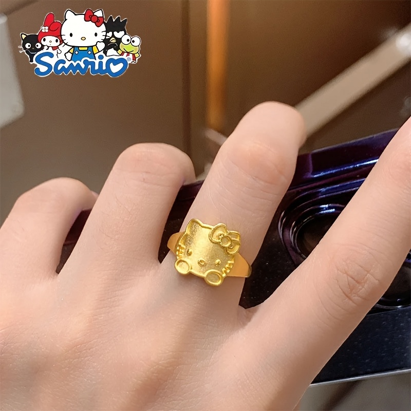 

1pc Sanrio Hello Kitty Copper Ring, Uv Plated Cute Design, Simple Fashion Accessory For Women, Ideal For & Gifting