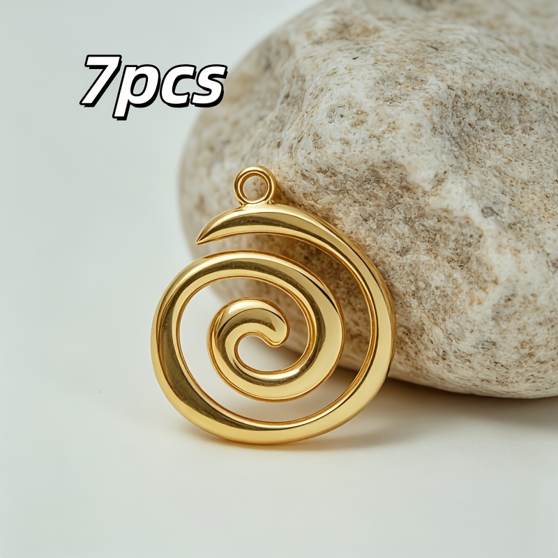 TEMU 7pcs Alloy Swirl Pendants, Jewelry Accessories, Suitable For Making, Earring And Necklace Charms, Ideal For Holiday Gifts