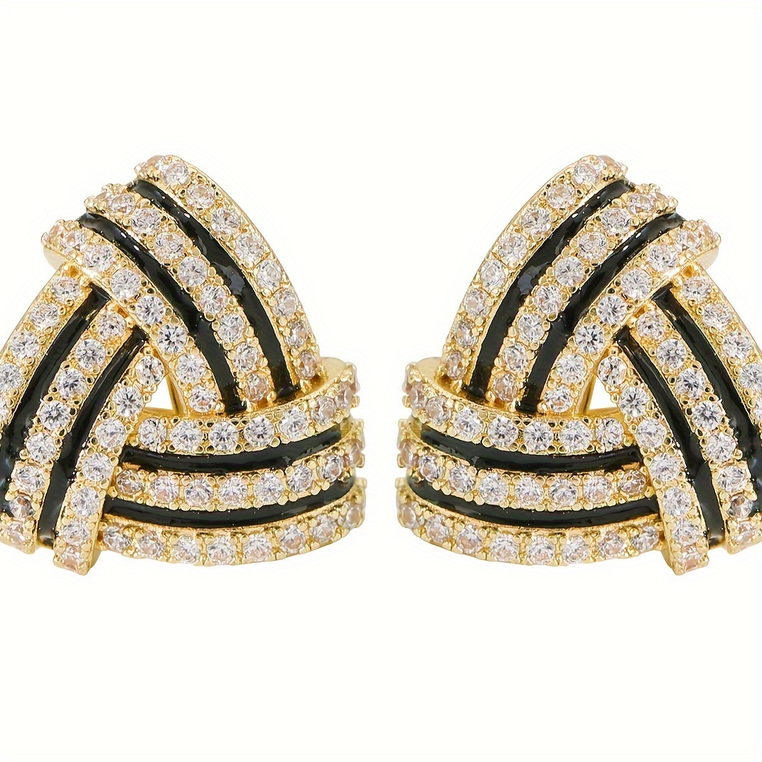 Triangular Clip-On Earrings Set with Synthetic Zirconia