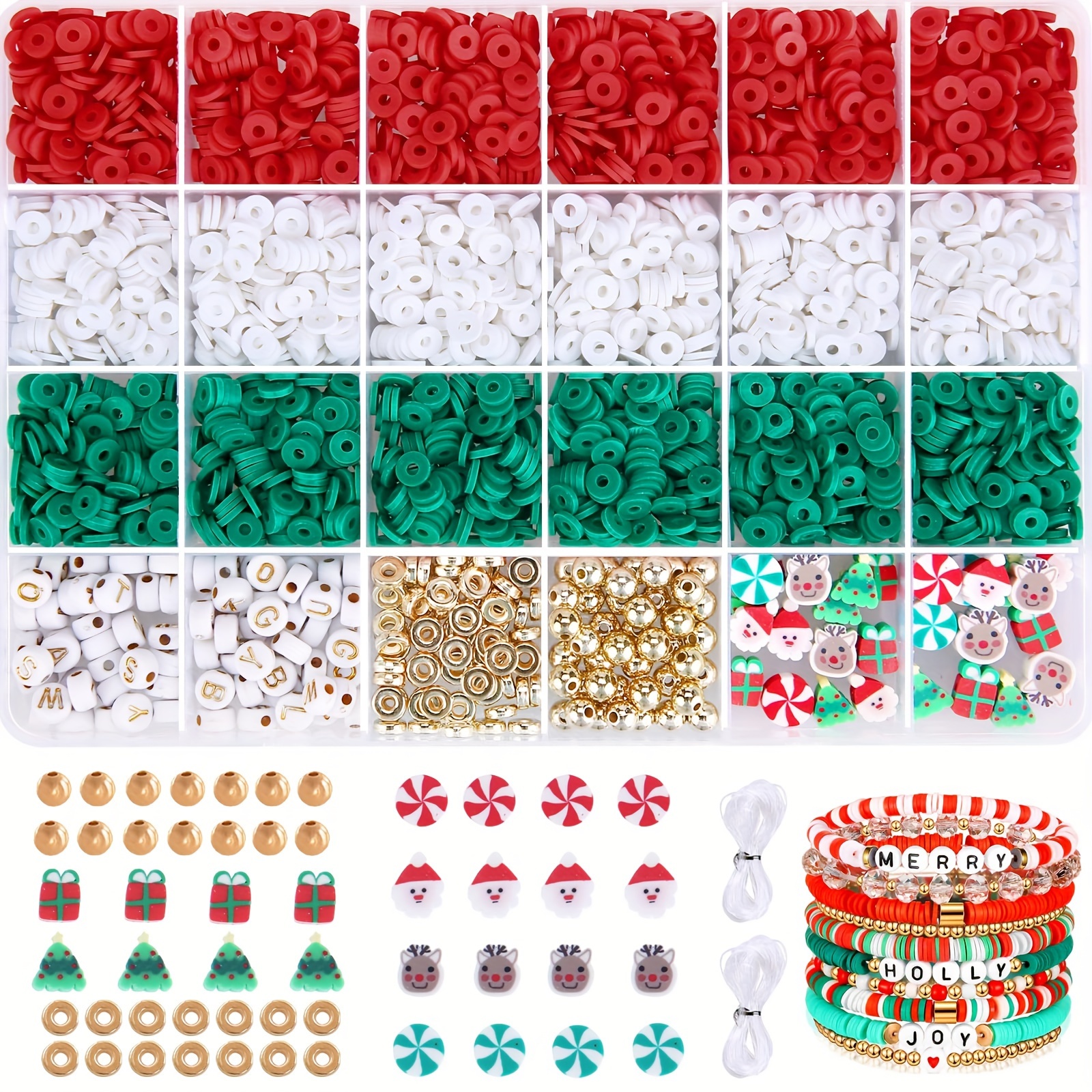 

2000+ Pcs Christmas Kit, Heishi For Making, Letter Christmas For Bracelets, Necklaces, Craft Supplies