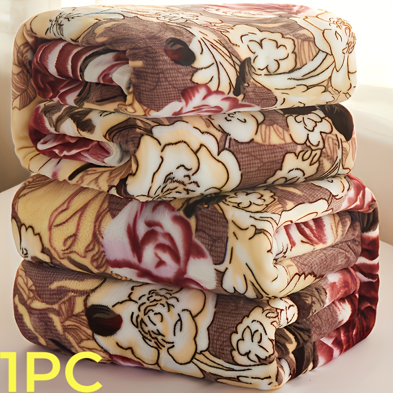 Image of 1pc Multifunctional Flannel Printed Blanket-soft, Lightweight And Machine Washable | Cozy Decorative Throw In Mixed Colors For Sofa, Car, Bedroom, Office And More | Home Essential