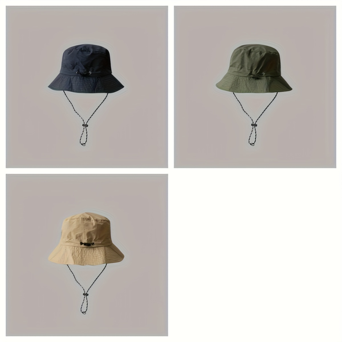TEMU Set Of 3 Portable High-quality Quick-drying Outdoor Caps With Adjustable Backpack Clip - Lightweight And Sporty Hats For Hiking And Fishing For