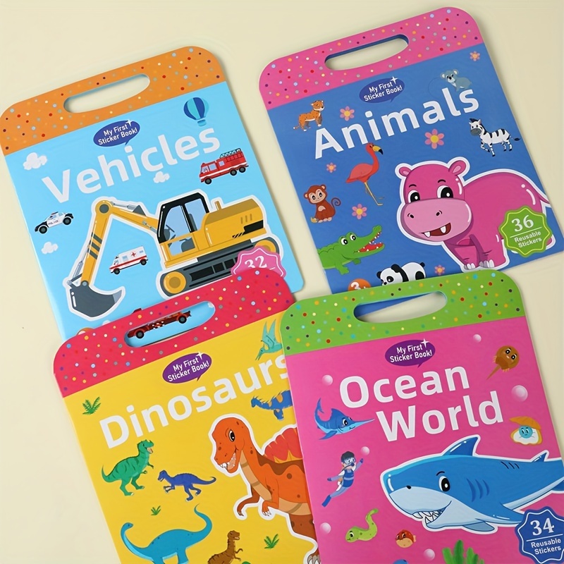 

1pc, Dinosaur Portable Sticker Book, Jungle Animal Transportation Vehicles Ocean Animal Pattern Hand-held Stickers Book, Party Supplies, Adults Birthday Party Decoration, Party Gifts Set