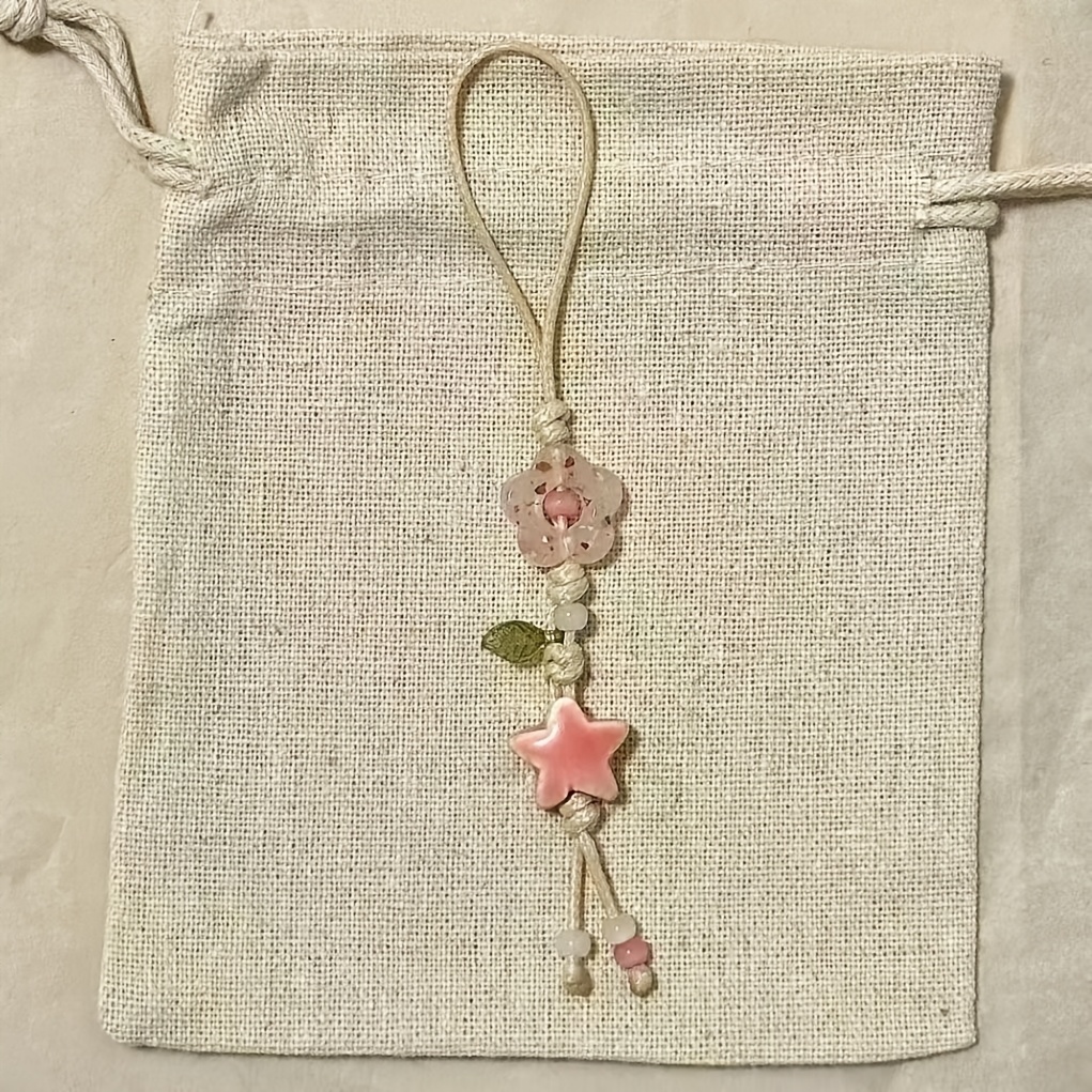 TEMU 1 X Dije para teléfono móvil estilo Instagram con flores y estrellas; Colgante de cuentas; Decoración para teléfono móvil; Accesorio versátil
