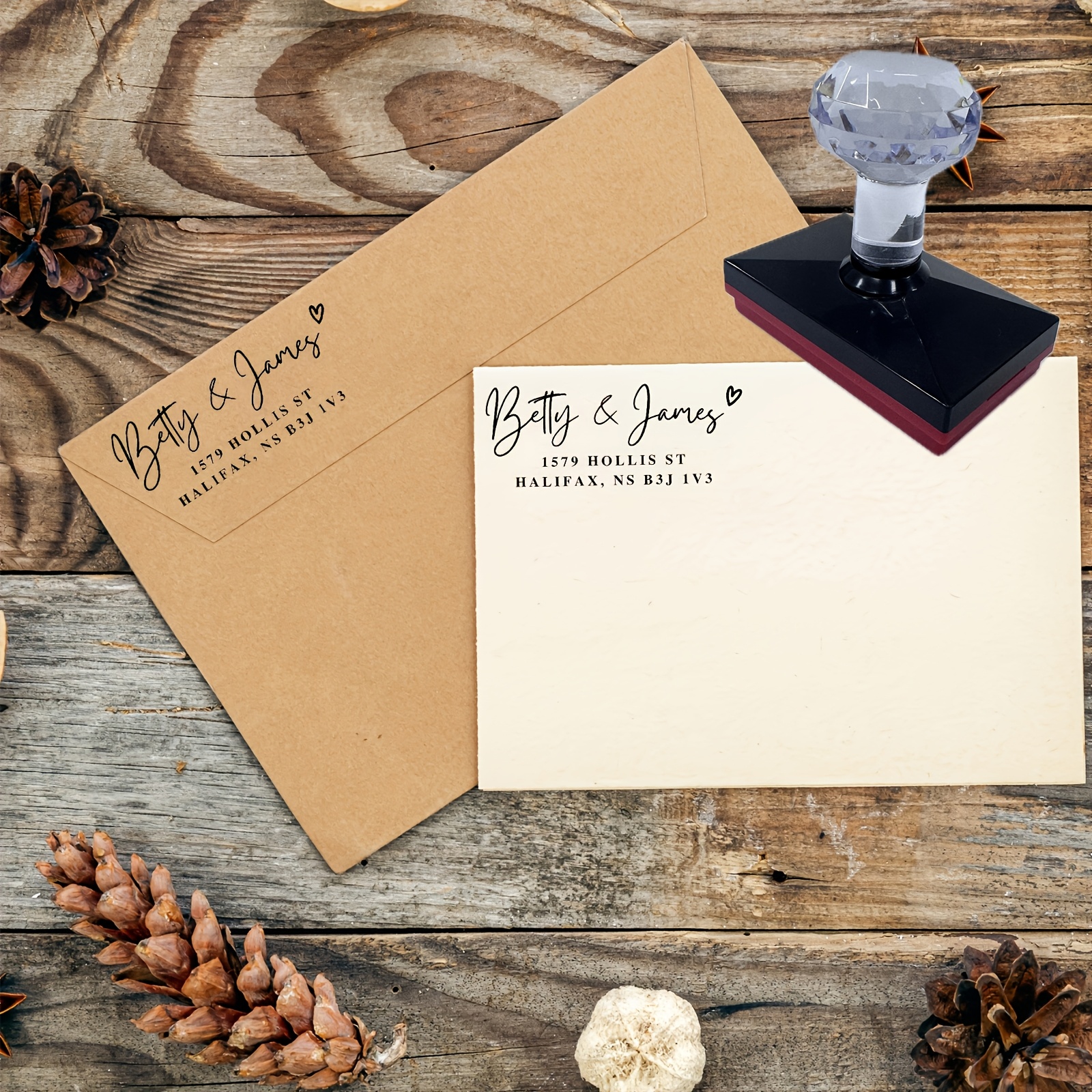 Image of 1pc, Personalized Name With Address Seal, Self-inking Stamp Wedding Invitation, Envelope Seal, Diy Crafts, Gift Packaging Perfect Gift