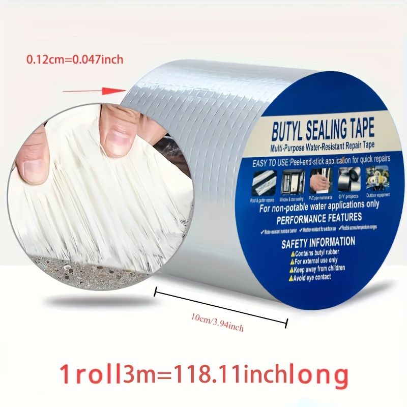 TEMU 1 Roll Heavy-duty Tape Suitable For Concrete, Roof, Pipes, Automotive & Plumbing - Resistant (250°c/482°f), Strong Adhesive Leak Repair Sealant