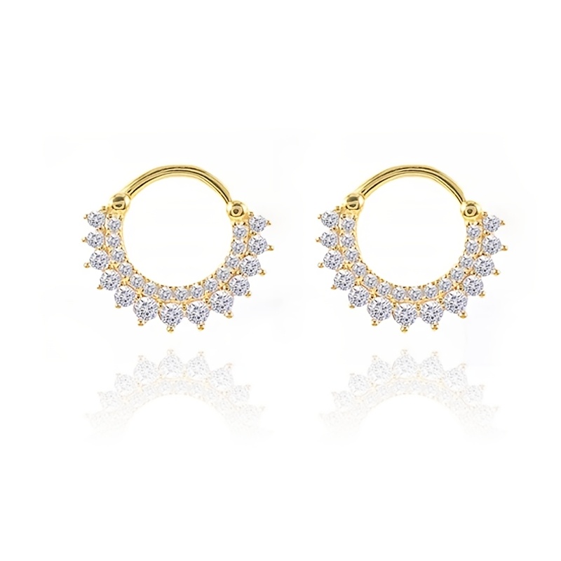 1 Pair Of Women's Fashion Hoop Earrings With Delicate Cubic Synthetic Zirconia Inlay Circle Earrings For Wedding Banquet, Casual Party Jewelry